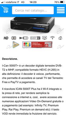 Digitale terrestre DVB-T2 modello I.CAM 5000 - Foto 6