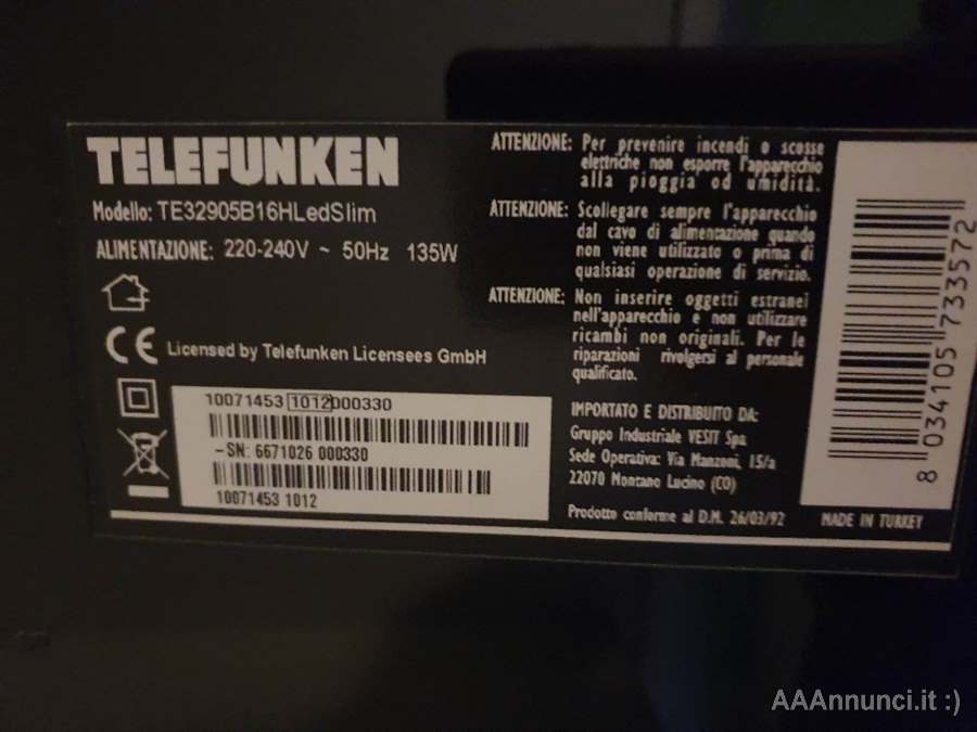 Telecomando compatibile per Telefunken TE32130N17H led slim - Bandi Srl