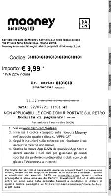 VOUCHER DAZN 1 MESE O DISPONIBILE 12 MESI